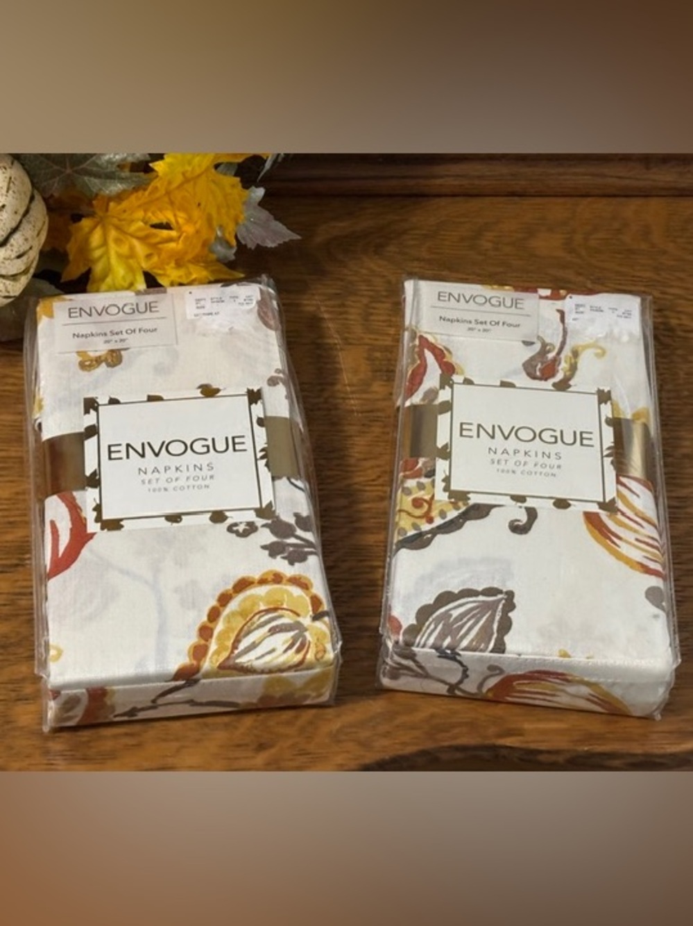NEW Envogue Pumpkin Paisley Cloth Napkins Orange, Fall, Thanksgiving Cotton (8)